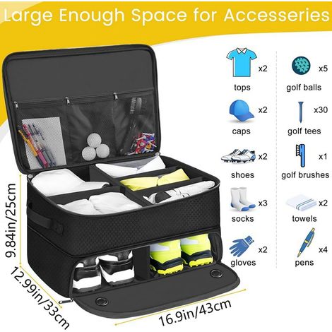 Organisateur De Coffre Golf - Sac De Rangement Étanche Avec Compartiment À Chaussures Pour 2 Paires - 45 X 34,5 X 24 Cm - 1 Pièce (1/5)