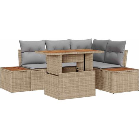 Maison Exclusive - Gartensofa-set 5 Stk. Beige und Grau (1/5)