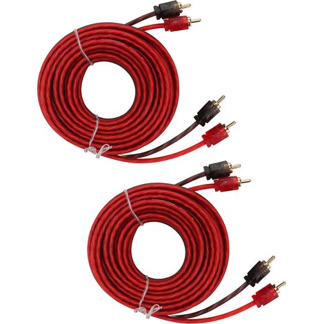Câble RCA 5m mâle-mâle, lot de 2, gaine caoutchouc, haute conductivité, universel pour chaîne stéréo, voiture, ampli. (1/5)
