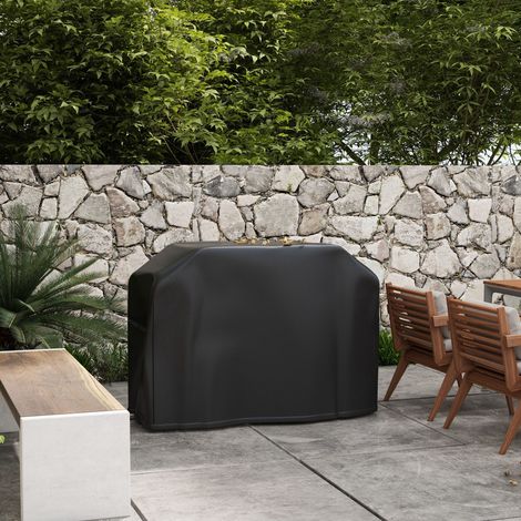 Rechteckige Grillabdeckung aus 420D Oxford-Gewebe, UV-beständig und wasserdicht mit Kordelzug, 124 x 61 x 91 cm, Schwarz (1/5)