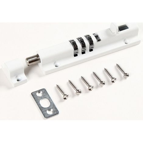 Lucchetto per cancello, chiusura a combinazione meccanica – Non servono più chiavi – Perfetto per cancelli, capannoni, qualsiasi spazio di archiviazione e qualsiasi porta (Bianco) (1/4)