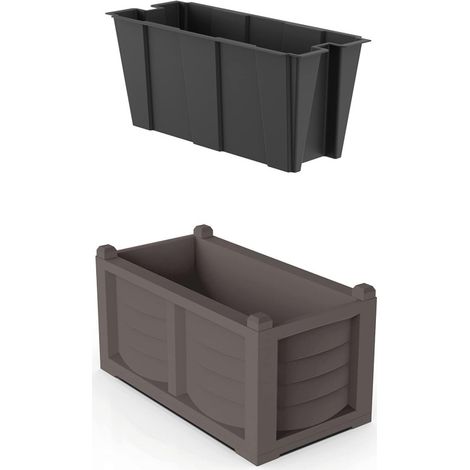 Kit avec jardinière + bac interne de 63L "Arredo" - Capuccino - L 80 x H 42 cm - Livraison gratuite