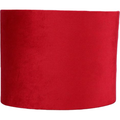 Abat-jour, Tissu en Velours Doux et Cadre en Fer, Broderie Délicate à la Main, Anneau Interne en Plastique Blanc, Adaptateur de Conversion E14, Abat-jour Ovale Polyvalent, pour (rouge) (1/5)