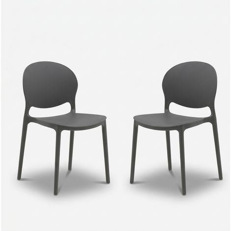 2er-Set moderne stapelbare Stühle für Esszimmer und Küche Luna - Grau (1/5)