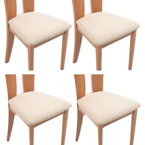 Housse De Chaise Élastique - Tissu Extensible Lavable - Pour Sièges Salle À Manger - 4 Pièces (1/5)