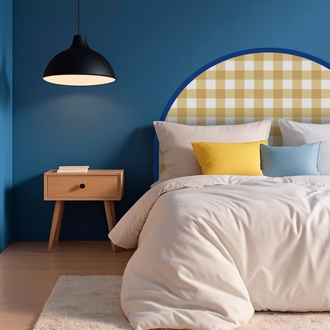 Tête de lit - Vichy - intissé 225g/m² - pré-encollé - Jaune - 110x140cm (1/5)