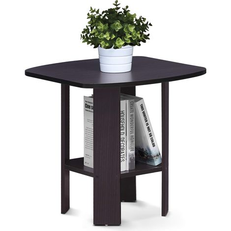 Table d'Appoint de Chevet avec Tiroir Poubelle, Noyer Foncé (1/5)