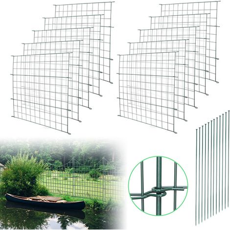 Randaco – Clôture d'étang 10X en métal vert – Hauteur 78 cm – Largeur 77,5 cm – Système d'emboîtement flexible – Enclos sécurisé pour animaux (1/5)