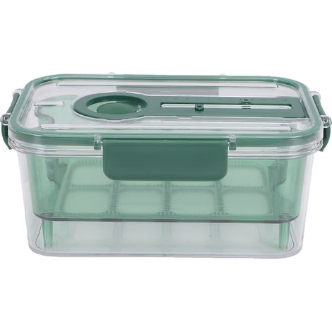 Boîte de conservation alimentaire avec panier d'égouttage, transparente, rectangulaire, hermétique, pour pain, idéale pour la maison et l'extérieur, verte. (1/5)