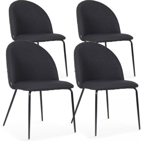 Lot de 4 chaises en tissu noir (1/4)