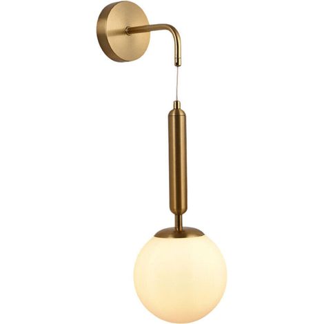 Applique Lampada da Parete Oro con Sfera Acrilico Attacco G9, Design Minimalista, Regolabile, in Metallo, Elegante per Camera, Soggiorno e Corridoio