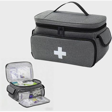 Trousse de Secours Vide Étanche Portable Grande Capacité - Sac Médical pour Activités de Plein Air, Maison et Voyages, Gris (1/5)