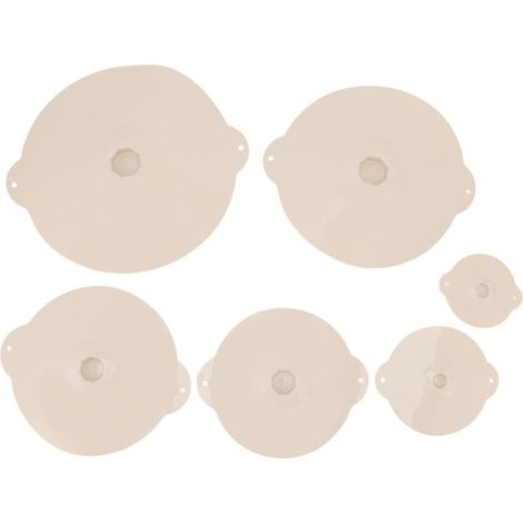 Lot de 6 couvercles alimentaires en silicone résistant à la chaleur, étanches et à ventouse, pour casseroles, poêles et bols. Couleur beige. (1/5)