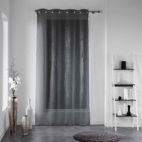 Rideau Voilage à Œillets "Filiane" 140x180cm Anthracite (1/2)