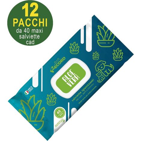 Salviette umidificate igienizzanti aloe vera per cani e gatti: 1 confezione