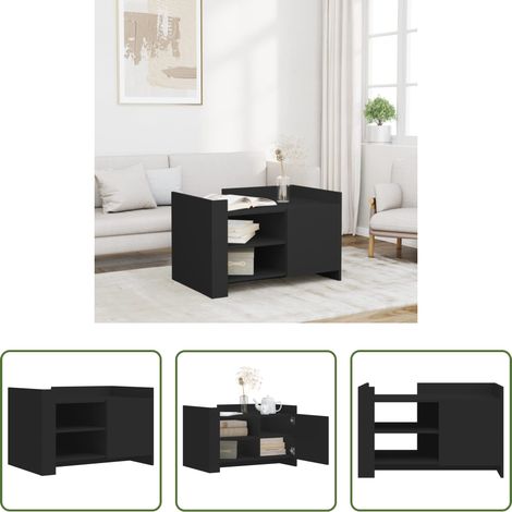 Table d'appoint -  Table basse noir 80x50x50 cm bois d'ingénierie (1/5)
