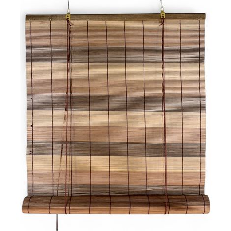Tenda a Rullo in Bamboo 60x150 cm - Tapparella in Legno Naturale per Interni ed Esterni - Montaggio Facile Marrone