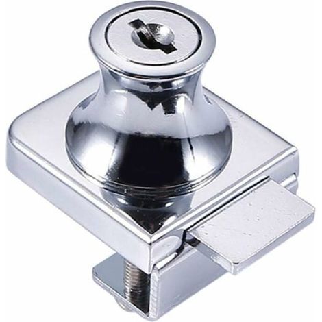 Serrure pour porte en verre, verrou en acier chromé pour paroi et vitrine, serrure pour verre de 5 à 8 mm, installation pratique pour portes vitrées (1/3)