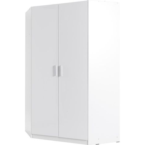 Armadio ad angolo con due porte collezione FLEX, bianco lucido