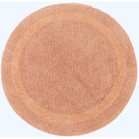 HOMESCAPES Luxury Reversible Round Bath Mat - Peach
