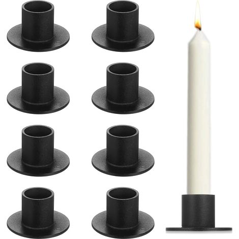 8 Pcs Bougeoirs Noirs,Porte Bougie Decorative, Support Bougie en Métal Noir, Supports Bougies Ronds Décoratifs Rétro pour Mariages, Décoration de Table à Maison (1/5)