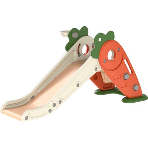 3 in 1 Foldable Toddler Slide with Basketball Hoop, Climber, Carrot-med, for 1-3 Years (1/5)