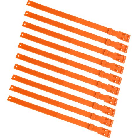 10 Stück 23 Zoll verstellbare PU-Ziegenhalsbänder für Nutztiere, Kühe, Pferde, Schafe, Orange (1/5)