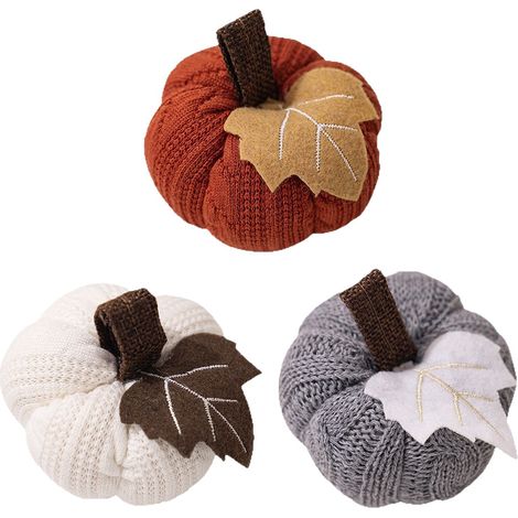 3er-Set kleine gehäkelte Kürbisse – Rustikale Herbstdekoration für Tisch, Küche und Zuhause – Ideal für Halloween und Thanksgiving