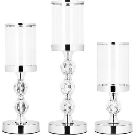 Candle Holders - SPRINGOS - Set of 3 - Metal - Silver - Interior decoration (1/5)