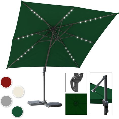 SWANEW Ombrellone offset da giardino, Ombrellone a ombrello - Alu - girevole a 360° - 3 x 3 m - con LED - Verde (1/4)