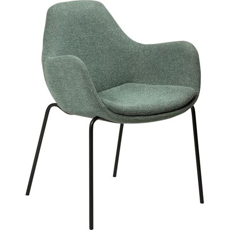 Zimmer Dan-Form Esszimmerstuhl mit Armlehnen Bouclé grünlich. (1/5)
