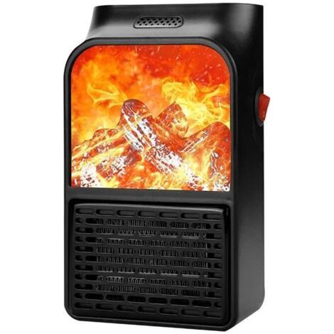 Chauffage 500W Plug-in Petite Flamme Chauffage Mini Chauffage Portable Protection Contre La Surchauffe Convient pour La Maison Bureau Chambre Utilisation 11.59.516.5cm Noir 1pc