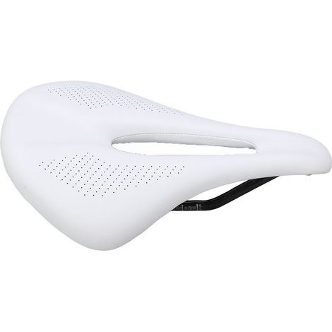 Coussin de selle de vélo en cuir et fibre de carbone, 155 mm de large, creux, blanc. (1/5)