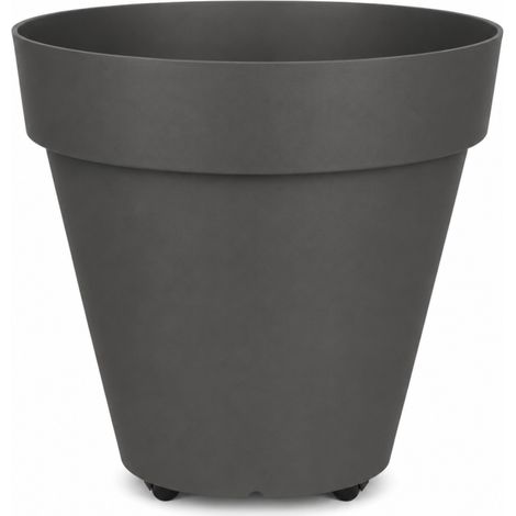 Pot de fleurs 135L Fabriqué en France + Support roulant invisible - 68,5cm - Gris - Livraison gratuite (1/5)