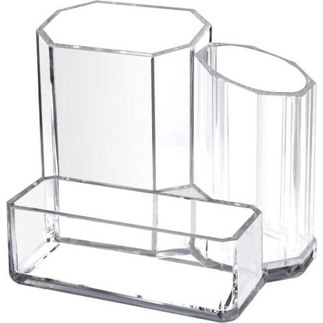 Portapenne in acrilico per scrivere, portapenne, portaoggetti per accessori e oggetti con 3 scomparti, organizer per scuola e casa