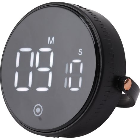 Digitaler Küchentimer mit drehbarem Timer, einstellbarer Lautstärke und LED-Anzeige für Kochen, Fitness und Hausaufgaben (Schwarz) (1/5)
