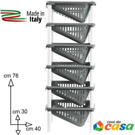 Carrello porta frutta scarpe 6 cestini obliquo contenitore multiuso per bagno tutto vari colori prodotto ITALIANO c/ruote (1/5)