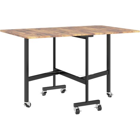 Tables extensibles-Table pliante 6 personnes-6 roulettes freinées-Chêne massif-Espace réduit (1/5)