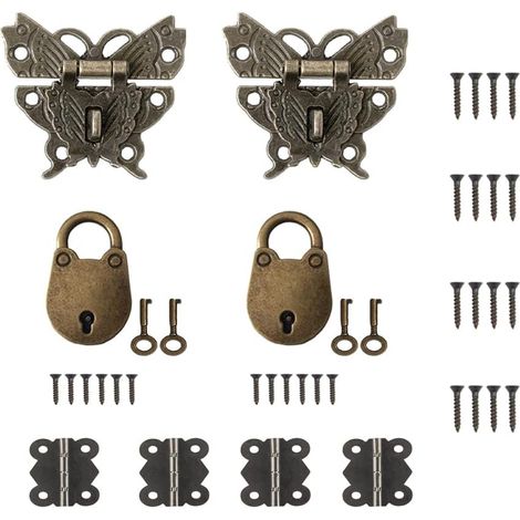 12 Pcs Mini Cadenas Papillon Ancien Cadenas à Clé Vintage Ours (1/5)