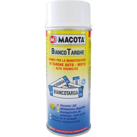 Vernice Spray MACOTA Targhe 400ml Pittura Tuning Targa Auto – Col. BIANCO