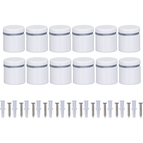 12 supports en acier inoxydable pour vitre 2,5x2,5 cm, clous publicitaires muraux pour panneau acrylique blanc (1/5)