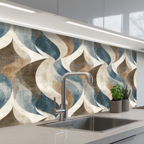REVETEMENT MURAL DE CUISINE, CRÉDENCE DE CUISINE Abstrait - Vagues - Coloré 100x60 (1/5)