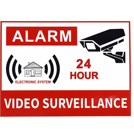 Lot de 10 Autocollant Alarme Maison Video Surveillance- Imperméable Anti-UV Durable- Convient Pour Maison, Magasin, Garage, Entrepôts(14 x 20 cm)