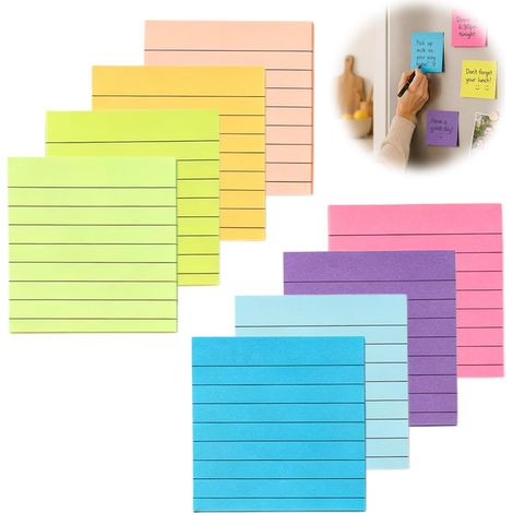 16er-Packung linierte Haftnotizen (7,6 x 7,6 cm) – Verschiedene Farben – Abnehmbare Haftnotizen für Büro, Schule und Homeoffice – Dickes, rückstandsfreies Papier – Insgesamt 480 Blatt (1/5)