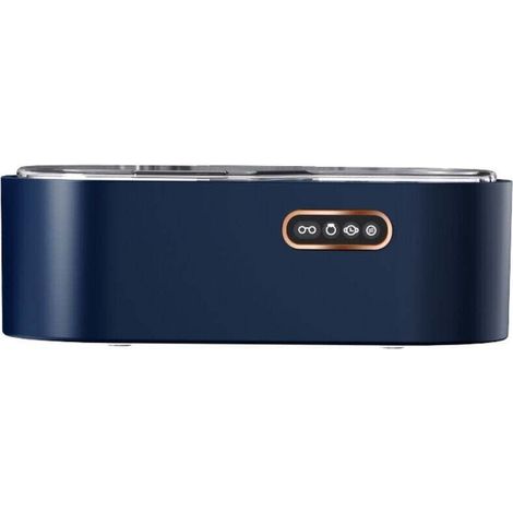 (Bleu) Nettoyeur de lunettes à ultrasons, appareil à ultrasons 450 ml, 4 réglages de temps 45 KHz, nettoyeur à ultrasons professionnel pour bijoux, lunettes, montres, argenterie, bagues, colliers