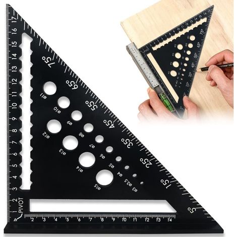 180mm Carpenter Square, Carpenter Square, 45 90 Degree Carpenter Angle Protractor for Woodworking Measurements, Angle Measurement (Black)