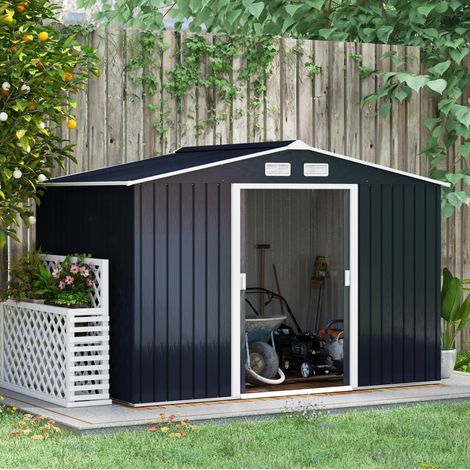 Abri de jardin en acier 277 x 195 x 192 cm avec portes coulissantes, gris anthracite (1/5)