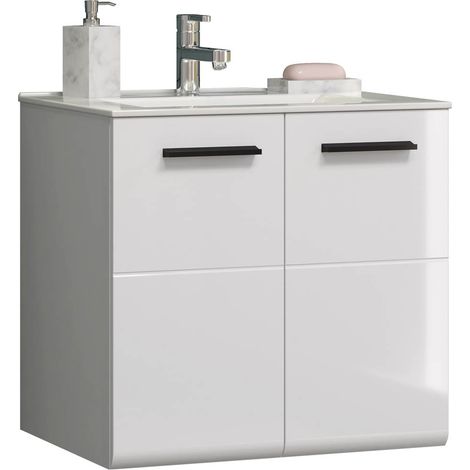 Meuble vasque suspendu en bois MDF 2 portes Randy L 62 cm (1/5)