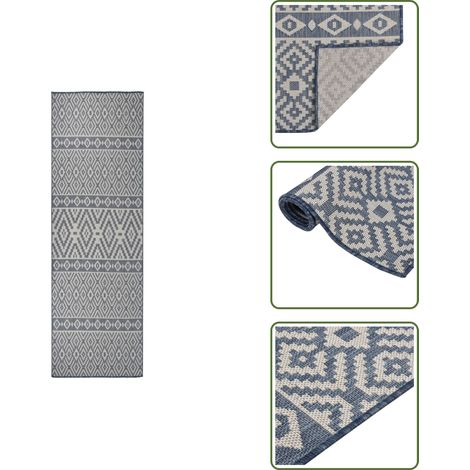 Alfombra azul - vidaXL Alfombra de exterior de tejido plano rayas azules 80x250 cm - Alfombra resistente