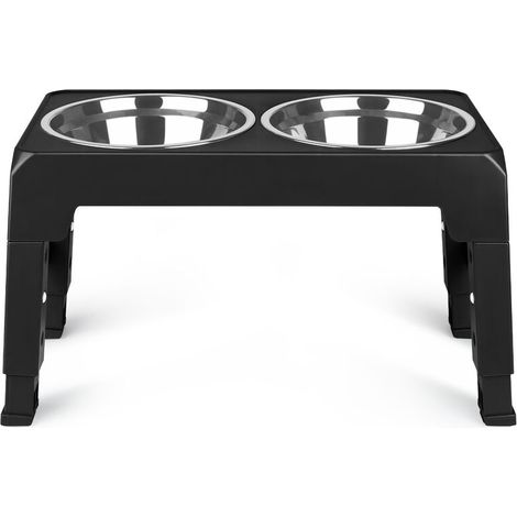 Gamelle pour Chien,Gamelle Eau Surélevée Réglable en 4 Hauteur,®,2 en 1 Anti Eclaboussure Gamelle de Nourriture et Anti-Glouton Gamelles Eau Chien,INOX,44 x 24 x 8cm,noir (1/5)
